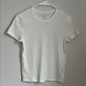NWOT American Eagle Outfitters Cream Ribbed Short Sleeve Tee